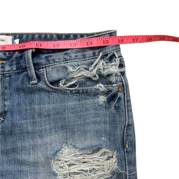 Y2K Vintage Abercrombie Denim Distressed Micro Mini Skirt Size 4 Blue - Picture 3 of 6